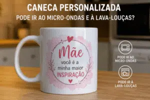 Caneca personalizada pode ir ao micro-ondas e à lava-louças